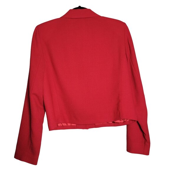 Pendleton Women's 6 Blazer Jacket Red Cropped Virgin Wool Button Up Shoulder Pad - Picture 2 of 6